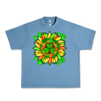 Pebble Blue sunflower with st patricks smiley face and shamrock with glitter Urban Heavy Tee - Artiststas