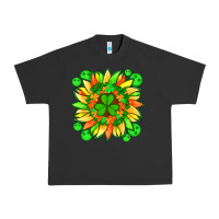 Pigment Black sunflower with st patricks smiley face and shamrock with glitter Urban Heavy Tee - Artiststas