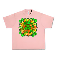 Salmon sunflower with st patricks smiley face and shamrock with glitter Urban Heavy Tee - Artiststas