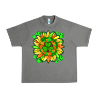 Tornado sunflower with st patricks smiley face and shamrock with glitter Urban Heavy Tee - Artiststas