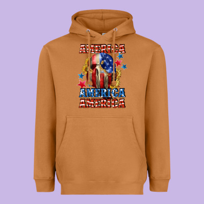 America Skeleton 4th Of July Heavyweight Hoodie Designed By Cowgirlartshop