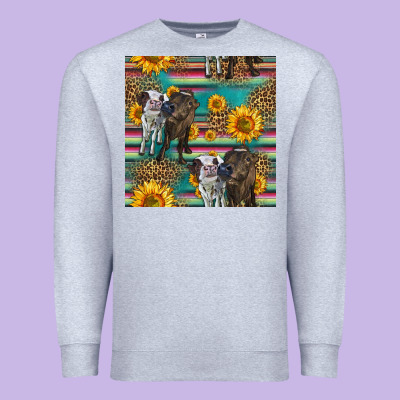 Two Cute Heifers Seamless Pattern Premium Sweatshirt Designed By Hra Design Shop