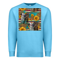Ocean Blue two cute heifers seamless pattern Premium Sweatshirt - HRA Design Shop