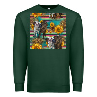 Sports Green two cute heifers seamless pattern Premium Sweatshirt - HRA Design Shop