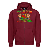 Burgundy juneteenth free ish since 1865 Zipper Hoodie - texasbilliewilder