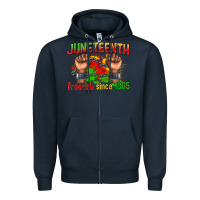 Navy juneteenth free ish since 1865 Zipper Hoodie - texasbilliewilder