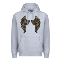 Heather Grey leopard camouflage wings Premium Hoodie - RanaPortraitStore