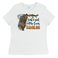 White just a girl who loves koalas Ladies Tee - BarkalooDesign