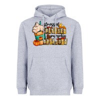Heather Grey stressed blessed pumpkin obsessed Heavyweight Hoodie - CowhideDigitalArt