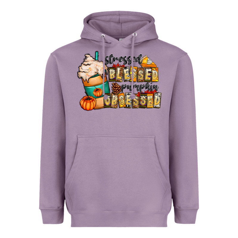 Stressed Blessed Pumpkin Obsessed Heavyweight Hoodie by CowhideDigitalArt | Teevron