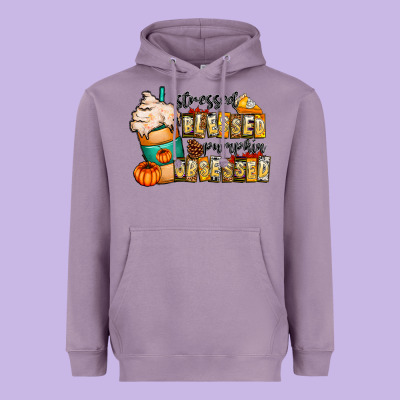 Stressed Blessed Pumpkin Obsessed Heavyweight Hoodie Designed By Cowhidedigitalart