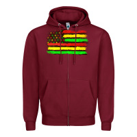 Burgundy juneteenth flag Zipper Hoodie - texasbilliewilder