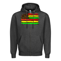 Charcoal Heather juneteenth flag Zipper Hoodie - texasbilliewilder