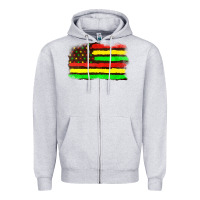 Heather Grey juneteenth flag Zipper Hoodie - texasbilliewilder