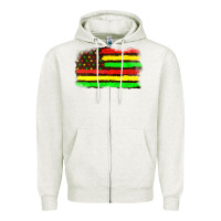 Oatmeal Heather juneteenth flag Zipper Hoodie - texasbilliewilder