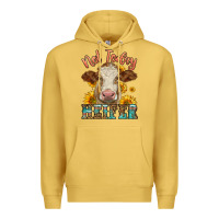 Antique Gold heifer with sunflowers Premium Hoodie - LillyAllenDesigns