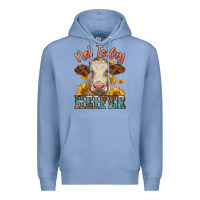 Colony Blue heifer with sunflowers Premium Hoodie - LillyAllenDesigns