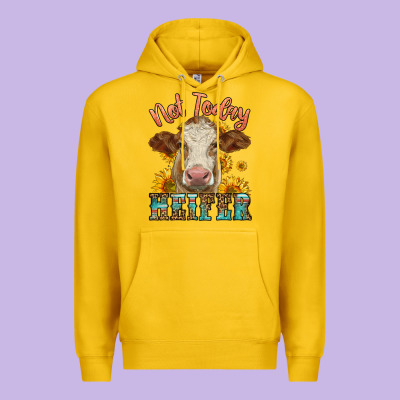 Heifer With Sunflowers Premium Hoodie Designed By Lillyallendesigns