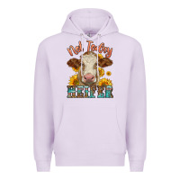 Lilac heifer with sunflowers Premium Hoodie - LillyAllenDesigns