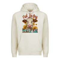 Oatmeal Heather heifer with sunflowers Premium Hoodie - LillyAllenDesigns