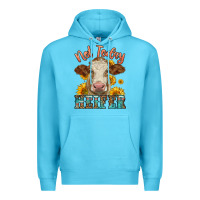 Ocean Blue heifer with sunflowers Premium Hoodie - LillyAllenDesigns