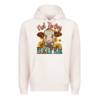 Pale Pink heifer with sunflowers Premium Hoodie - LillyAllenDesigns