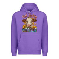 Purple heifer with sunflowers Premium Hoodie - LillyAllenDesigns