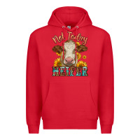 Red heifer with sunflowers Premium Hoodie - LillyAllenDesigns