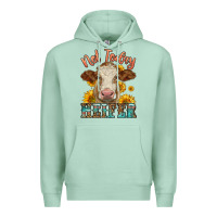 Seafoam heifer with sunflowers Premium Hoodie - LillyAllenDesigns