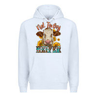 White heifer with sunflowers Premium Hoodie - LillyAllenDesigns