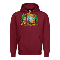 Burgundy happy camper Zipper Hoodie - Zillion Design Studio