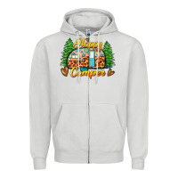 Dove Grey happy camper Zipper Hoodie - Zillion Design Studio