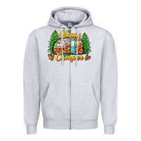 Heather Grey happy camper Zipper Hoodie - Zillion Design Studio