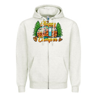 Oatmeal Heather happy camper Zipper Hoodie - Zillion Design Studio