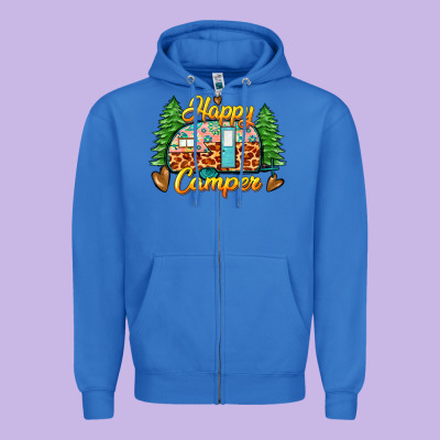 Happy Camper Zipper Hoodie Designed By Zillion Design Studio