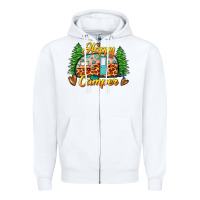 White happy camper Zipper Hoodie - Zillion Design Studio