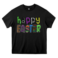 Black Happy Easter Heavy Core Tee - CowhideDigitalArt