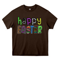 Chocolate Brown Happy Easter Heavy Core Tee - CowhideDigitalArt