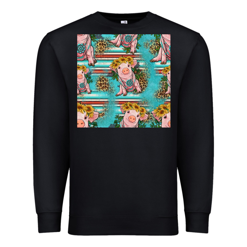 Turquoise Baby Pig Seamless Pattern Premium Sweatshirt by HRA Design Shop | Teevron