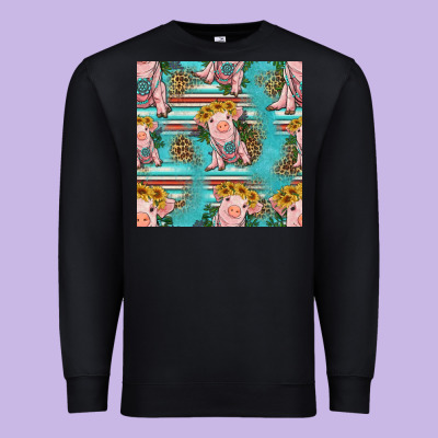 Turquoise Baby Pig Seamless Pattern Premium Sweatshirt Designed By Hra Design Shop