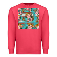 Cardinal turquoise baby pig seamless pattern Premium Sweatshirt - HRA Design Shop