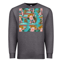 Charcoal Heather turquoise baby pig seamless pattern Premium Sweatshirt - HRA Design Shop