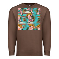 Chestnut turquoise baby pig seamless pattern Premium Sweatshirt - HRA Design Shop