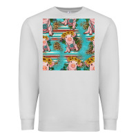 Dove Grey turquoise baby pig seamless pattern Premium Sweatshirt - HRA Design Shop