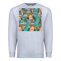 Heather Grey turquoise baby pig seamless pattern Premium Sweatshirt - HRA Design Shop