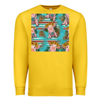 Lemon turquoise baby pig seamless pattern Premium Sweatshirt - HRA Design Shop