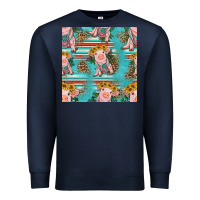 Navy turquoise baby pig seamless pattern Premium Sweatshirt - HRA Design Shop