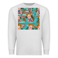 Oatmeal Heather turquoise baby pig seamless pattern Premium Sweatshirt - HRA Design Shop