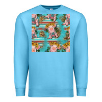 Ocean Blue turquoise baby pig seamless pattern Premium Sweatshirt - HRA Design Shop