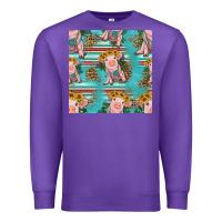 Purple turquoise baby pig seamless pattern Premium Sweatshirt - HRA Design Shop